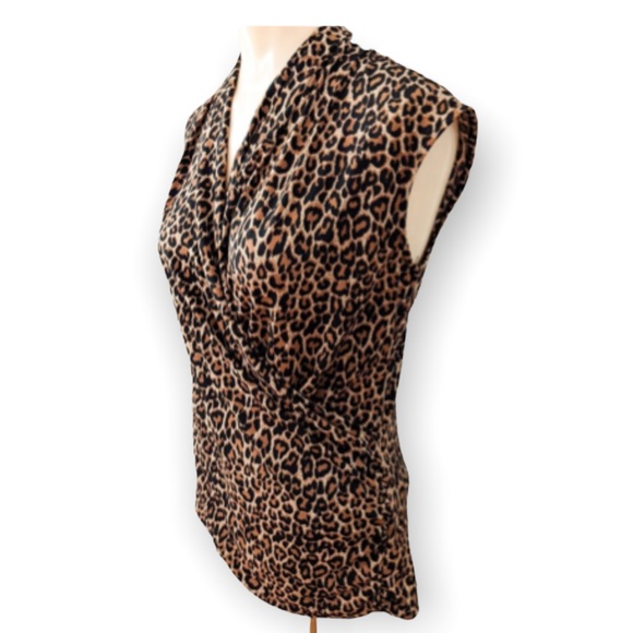 Chaus Tops - Leopard print mock wrap top